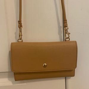 Forever 21 tan and gold crossbody bag wallet
